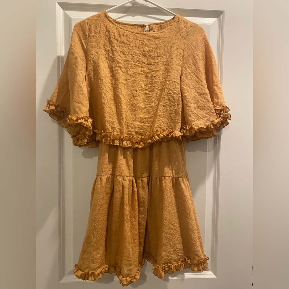 POLLY Burnt Yellow Mini Party Dress